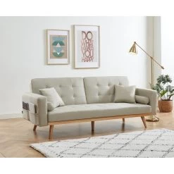 Canapé Droit KELLY En Tissu Beige Avec Fonction Convertible 15 Canapé Droit KELLY En Tissu Beige Avec Fonction Convertible -Meuble Déco Soldes canape kelly beige convertible 7