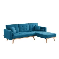 Canapé KELLY En Tissu Bleu Avec Angle Convertible -Meuble Déco Soldes canape kelly en tissu bleu avec angle convertible 2