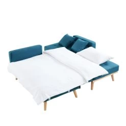 Canapé KELLY En Tissu Bleu Avec Angle Convertible -Meuble Déco Soldes canape kelly en tissu bleu avec angle convertible 3
