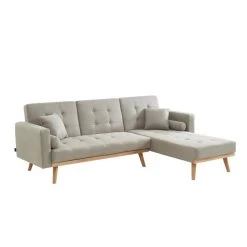 Canapé KELLY En Tissu Beige Avec Angle Convertible -Meuble Déco Soldes canape kelly tissu beige angle convertible 3