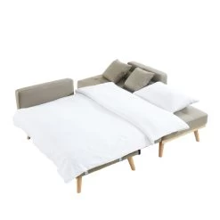 Canapé KELLY En Tissu Beige Avec Angle Convertible -Meuble Déco Soldes canape kelly tissu beige angle convertible 4