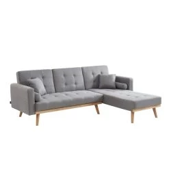 Canapé KELLY En Tissu Gris Avec Angle Convertible -Meuble Déco Soldes canape kelly tissu gris angle convertible 3