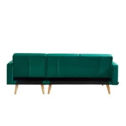 Canapé KELLY En Velours Vert Avec Angle Convertible -Meuble Déco Soldes canape kelly velours vert angle convertible 5