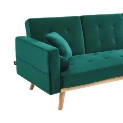 Canapé KELLY En Velours Vert Avec Angle Convertible -Meuble Déco Soldes canape kelly velours vert angle convertible 6
