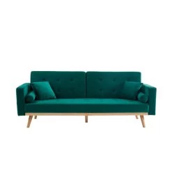 Canapé KELLY Convertible En Velours Vert -Meuble Déco Soldes canape kelly velours vert convertible 10