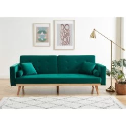 Canapé KELLY Convertible En Velours Vert