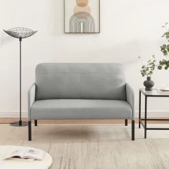 Canapé Droit LIAM En Tissu Gris Fixe