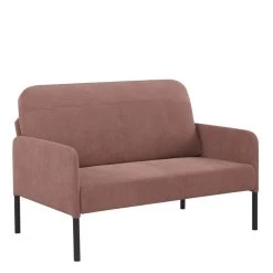 Canapé Droit LIAM En Velours Côtelé Rose Fixe -Meuble Déco Soldes canape liam velours cotele rose droit et fixe 2