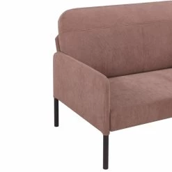 Canapé Droit LIAM En Velours Côtelé Rose Fixe -Meuble Déco Soldes canape liam velours cotele rose droit et fixe 4