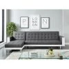 Canapé LUXURY XL Convertible Et Réversible PU Blanc Tissu Gris