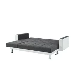 Canapé LUXURY XL Convertible Et Réversible PU Blanc Tissu Gris -Meuble Déco Soldes canape luxury xl convertible et reversible pu blanc tissu gris 9