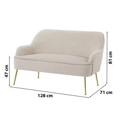 Canapé Droit MARCELINO Fixe Tissu Bouclette Beige 11 Canapé Droit MARCELINO Fixe Tissu Bouclette Beige -Meuble Déco Soldes canape marcelino en tissu beige avec pieds dore 5