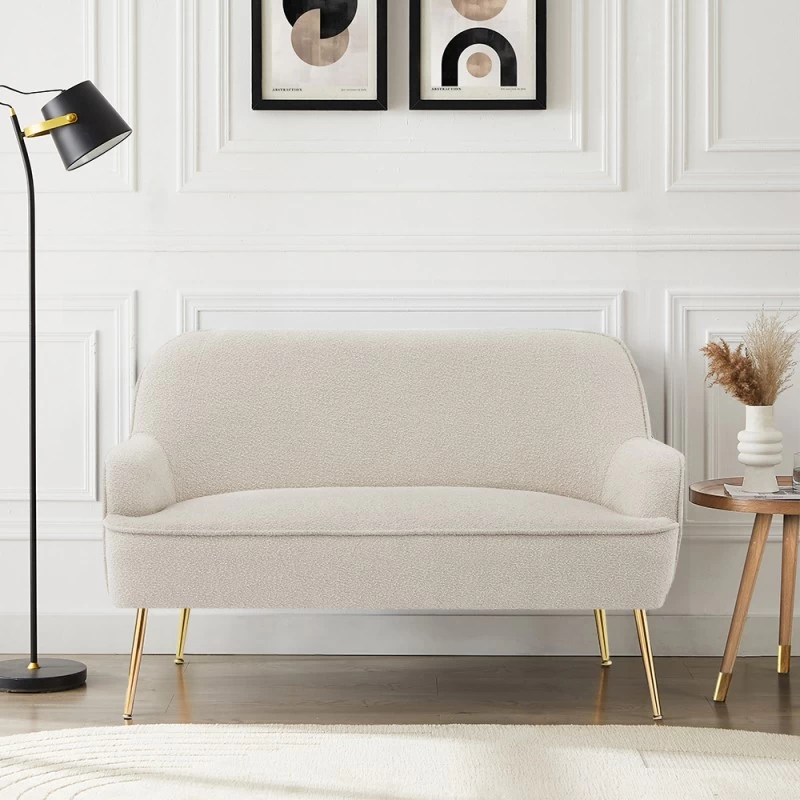 Canapé Droit MARCELINO Fixe Tissu Bouclette Beige 1 Canapé Droit MARCELINO Fixe Tissu Bouclette Beige