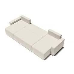 Canapé Panoramique ALMA Convertible Velours Côtelé Beige 6 Places -Meuble Déco Soldes canape panoramique alma convertible velours cotele beige 6 places 3