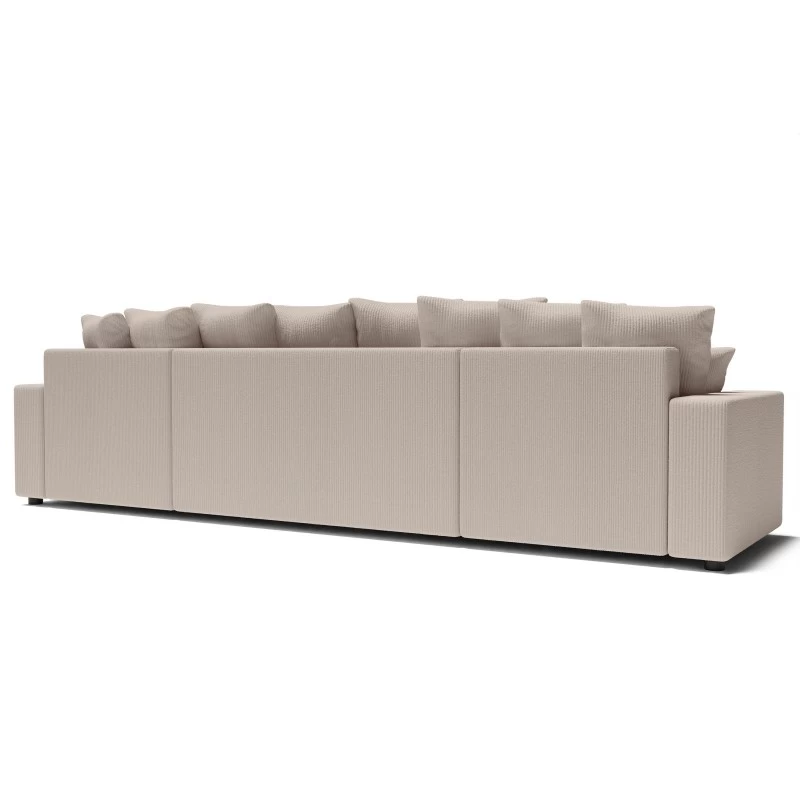 Canapé Panoramique ALMA Convertible Velours Côtelé Grège 6 Places 6 Canapé Panoramique ALMA Convertible Velours Côtelé Grège 6 Places – Image 6