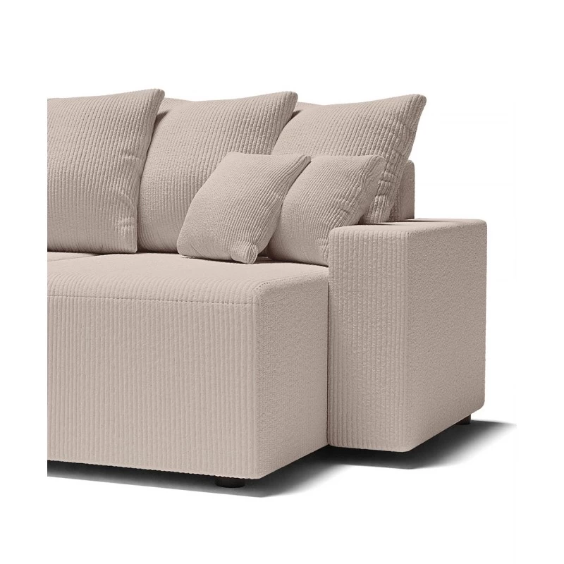 Canapé Panoramique ALMA Convertible Velours Côtelé Grège 6 Places 7 Canapé Panoramique ALMA Convertible Velours Côtelé Grège 6 Places – Image 7