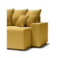 Canapé Panoramique ALMA Convertible Velours Côtelé Jaune 6 Places -Meuble Déco Soldes canape panoramique alma convertible velours cotele jaune 6 places 6