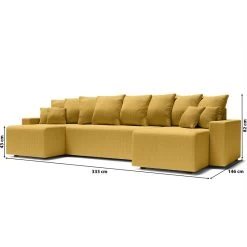 Canapé Panoramique ALMA Convertible Velours Côtelé Jaune 6 Places -Meuble Déco Soldes canape panoramique alma convertible velours cotele jaune 6 places 9