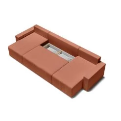 Canapé Panoramique ALMA Convertible Velours Côtelé Terracotta 6 Places -Meuble Déco Soldes canape panoramique alma convertible velours cotele terracotta 6 places 4