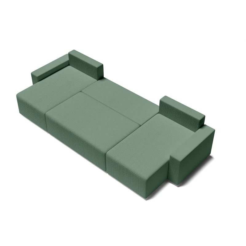 Canapé Panoramique ALMA Convertible Velours Côtelé Vert 6 Places 4 Canapé Panoramique ALMA Convertible Velours Côtelé Vert 6 Places – Image 4