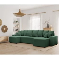 Canapé Panoramique ALMA Convertible Velours Côtelé Vert 6 Places 18 Canapé Panoramique ALMA Convertible Velours Côtelé Vert 6 Places -Meuble Déco Soldes canape panoramique alma convertible velours cotele vert 6 places 8