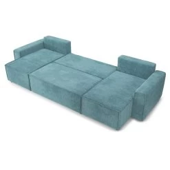 Canapé Panoramique MIRA Convertible Velours Côtelé Bleu 6 Places 11 Canapé Panoramique MIRA Convertible Velours Côtelé Bleu 6 Places -Meuble Déco Soldes canape panoramique mira convertible velours cotele bleu 5 places 3