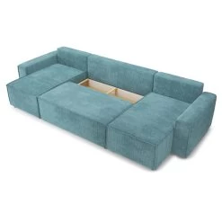 Canapé Panoramique MIRA Convertible Velours Côtelé Bleu 6 Places 12 Canapé Panoramique MIRA Convertible Velours Côtelé Bleu 6 Places -Meuble Déco Soldes canape panoramique mira convertible velours cotele bleu 5 places 4