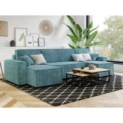 Canapé Panoramique MIRA Convertible Velours Côtelé Bleu 6 Places 14 Canapé Panoramique MIRA Convertible Velours Côtelé Bleu 6 Places -Meuble Déco Soldes canape panoramique mira convertible velours cotele bleu 5 places 6