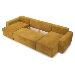 Canapé Panoramique MIRA Convertible Velours Côtelé Moutarde 6 Places 12 Canapé Panoramique MIRA Convertible Velours Côtelé Moutarde 6 Places -Meuble Déco Soldes canape panoramique mira convertible velours cotele moutarde 5 plcs 4
