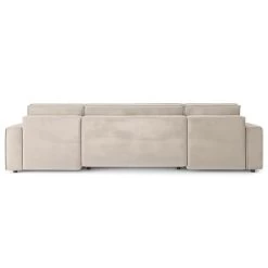 Canapé Panoramique MIRA Convertible Velours Grège 6 Places -Meuble Déco Soldes canape panoramique mira convertible velours grege 5 places 5