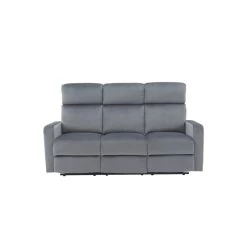 Canapé Relax LOVA En Velours Gris Avec Fonction électrique -Meuble Déco Soldes canape relax lova velours gris electrique 3 places 2