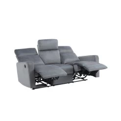 Canapé Relax LOVA En Velours Gris Avec Fonction électrique -Meuble Déco Soldes canape relax lova velours gris electrique 3 places 3