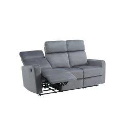 Canapé Relax LOVA En Velours Gris Avec Fonction électrique -Meuble Déco Soldes canape relax lova velours gris electrique 3 places 4