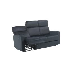 Canapé Relax LOVA En Velours Noir Avec Fonction électrique -Meuble Déco Soldes canape relax lova velours noir electrique 3 places 3