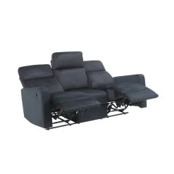 Canapé Relax LOVA En Velours Noir Avec Fonction électrique -Meuble Déco Soldes canape relax lova velours noir electrique 3 places 4