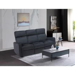 Canapé Relax LOVA En Velours Noir Avec Fonction électrique -Meuble Déco Soldes canape relax lova velours noir electrique 3 places 5