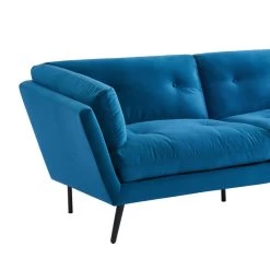 Lot De Canapés THELMA En Velours Bleu Fixe -Meuble Déco Soldes canape thelma 32 velours bleu lot canapes 3places 2places 3