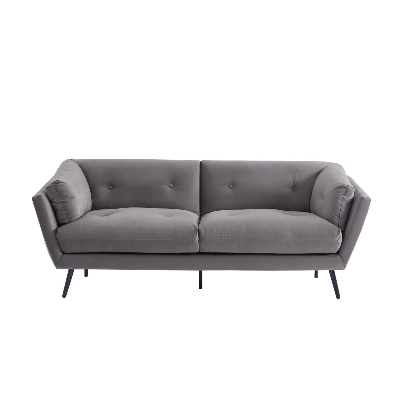 Lot De Canapés THELMA En Velours Girs Fixe 8 Lot De Canapés THELMA En Velours Girs Fixe – Image 8