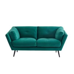 Lot De Canapés THELMA En Velous Vert Fixe -Meuble Déco Soldes canape thelma 32 velours vert lot canapes 3places 2places 4