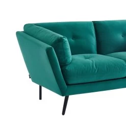 Lot De Canapés THELMA En Velous Vert Fixe -Meuble Déco Soldes canape thelma 32 velours vert lot canapes 3places 2places 5