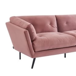 Lot De Canapés THELMA En Velours Vieux Rose Fixe -Meuble Déco Soldes canape thelma 32 velours vieux rose lot canapes 3places 2places 3