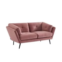 Lot De Canapés THELMA En Velours Vieux Rose Fixe -Meuble Déco Soldes canape thelma 32 velours vieux rose lot canapes 3places 2places 4