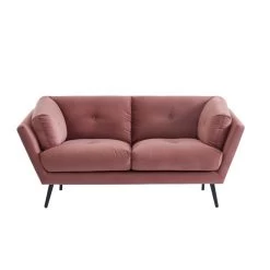 Lot De Canapés THELMA En Velours Vieux Rose Fixe -Meuble Déco Soldes canape thelma 32 velours vieux rose lot canapes 3places 2places 5