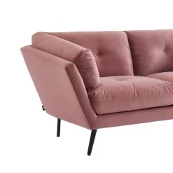 Lot De Canapés THELMA En Velours Vieux Rose Fixe -Meuble Déco Soldes canape thelma 32 velours vieux rose lot canapes 3places 2places 6