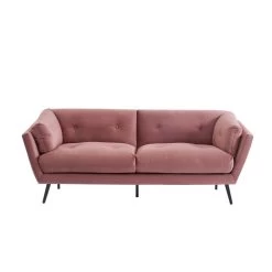 Lot De Canapés THELMA En Velours Vieux Rose Fixe -Meuble Déco Soldes canape thelma 32 velours vieux rose lot canapes 3places 2places 8