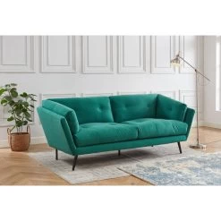 Canapé THELMA En Velours Vert Au Style Scandinave 7 Canapé THELMA En Velours Vert Au Style Scandinave -Meuble Déco Soldes canape thelma velours vert style scandinave 2
