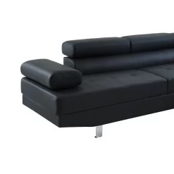 Canapé VICTOR En PU Noir Avec Angle à Droite Et Fixe -Meuble Déco Soldes canape victor pu noir angle a droite et convertible 3