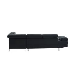 Canapé VICTOR En PU Noir Avec Angle à Droite Et Fixe -Meuble Déco Soldes canape victor pu noir angle a droite et convertible 5