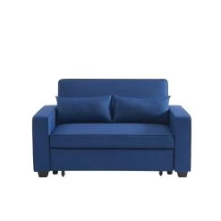 Canapé Droit LENA Convertible Tissu Bleu 2 Places -Meuble Déco Soldes canpe droit lena convertible tissu bleu 2 places 1