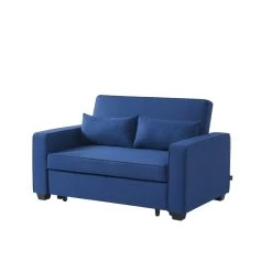 Canapé Droit LENA Convertible Tissu Bleu 2 Places -Meuble Déco Soldes canpe droit lena convertible tissu bleu 2 places 2